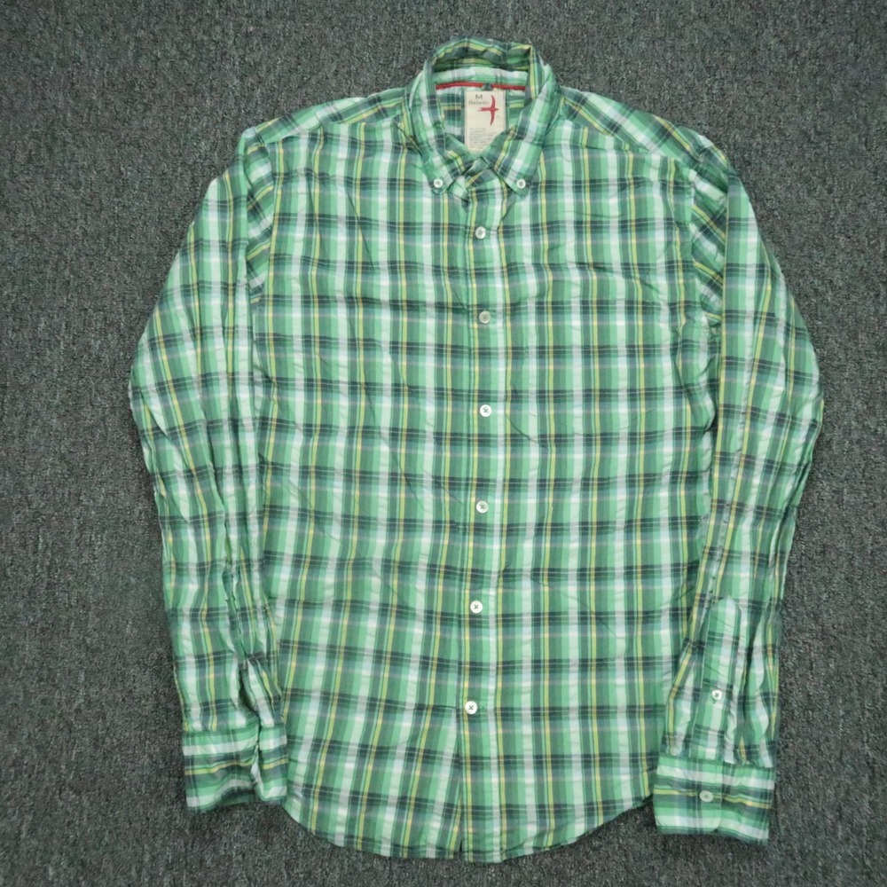 Relwen Shirt‎ Mens Medium Green Plaid Lightweight Long Sleeve Seersucker